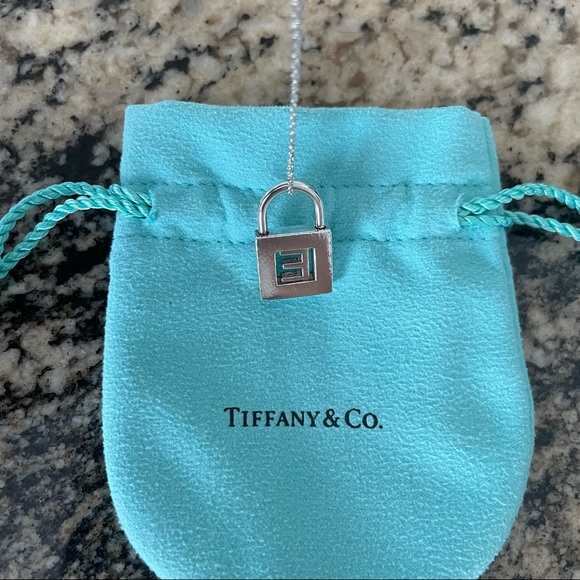 Tiffany & Co. Initial Padlock Charm Necklace in Silver - Picture 4 of 8